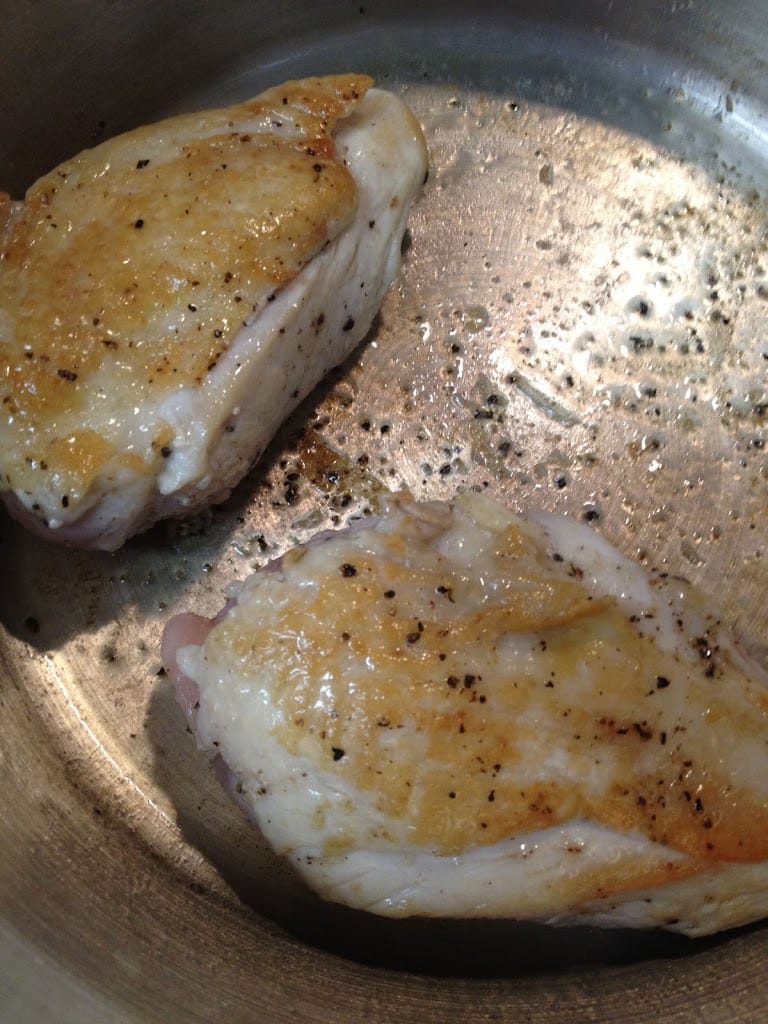 鳥の蒸し焼き，粒マスタードソースかけ　無水鍋使用