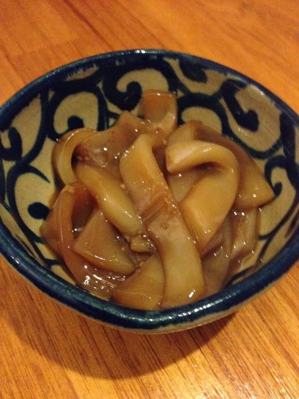 イカの塩辛とカツオのヅケ、サーモンの一夜干し