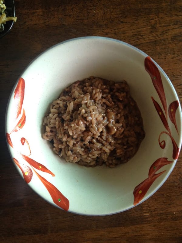 イカの塩辛ご飯、おから、このあいだの昼飯